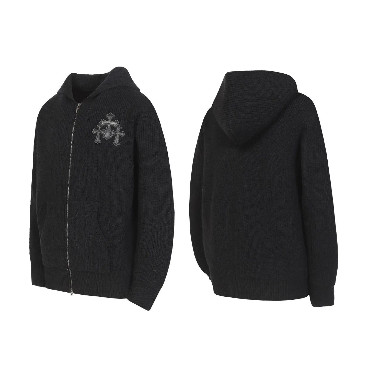 P300 #M905 model -Chrome Hearts/Chrome Hearts Heavy Industry Sanskrit appliquéd embroidered cardigan zipper knitted sweater -High weight, high density and high quality. The wool is soft, delicate and skin-friendly. It feels soft and silky. It has excellent warmth and skin-friendly properties.